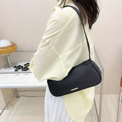 Minimalist Nylon Baguette Bag Solid Shoulder Bag Casual Daily Shoulder Purse