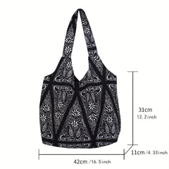 Large Capacity Paisley Flower Print Shoulder Bag