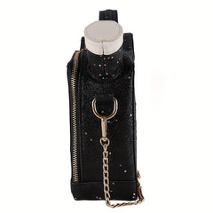 Sequin Shoulder Bag Double Zipper Crossbody Bag