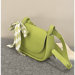 Solid Square Shoulder Bag with Scarf Decor