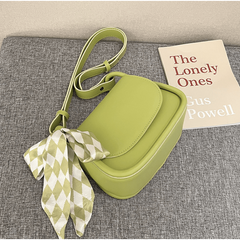 Solid Square Shoulder Bag with Scarf Decor