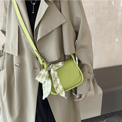 Solid Square Shoulder Bag with Scarf Decor