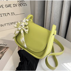 Solid Square Shoulder Bag with Scarf Decor