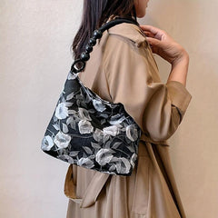 Vintage Flower Jacquard Hobo Bag Women's Handbag