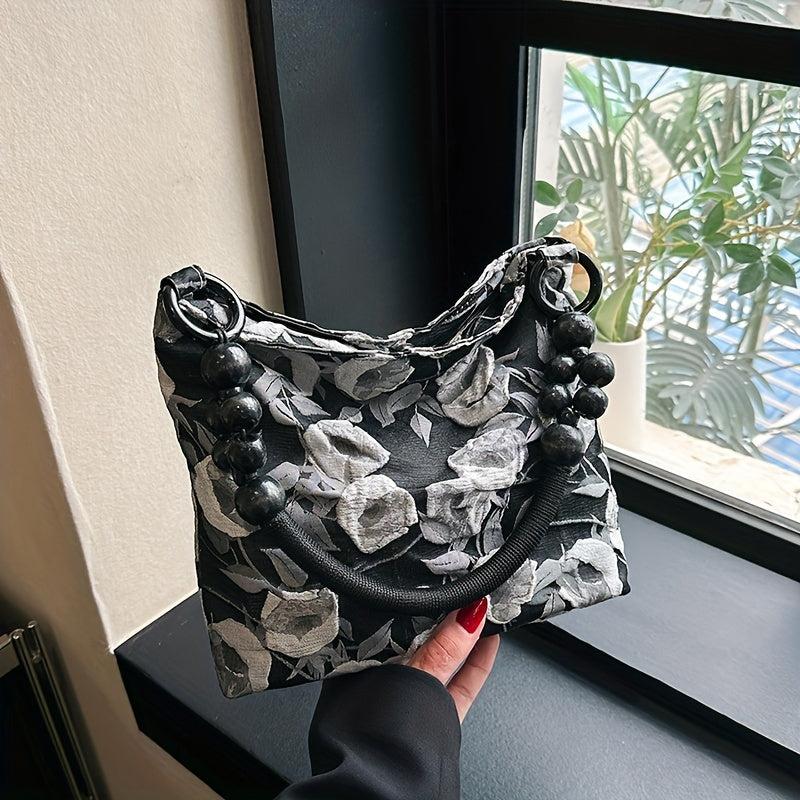 Vintage Flower Jacquard Hobo Bag Women's Handbag