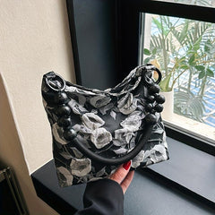 Vintage Flower Jacquard Hobo Bag Women's Handbag