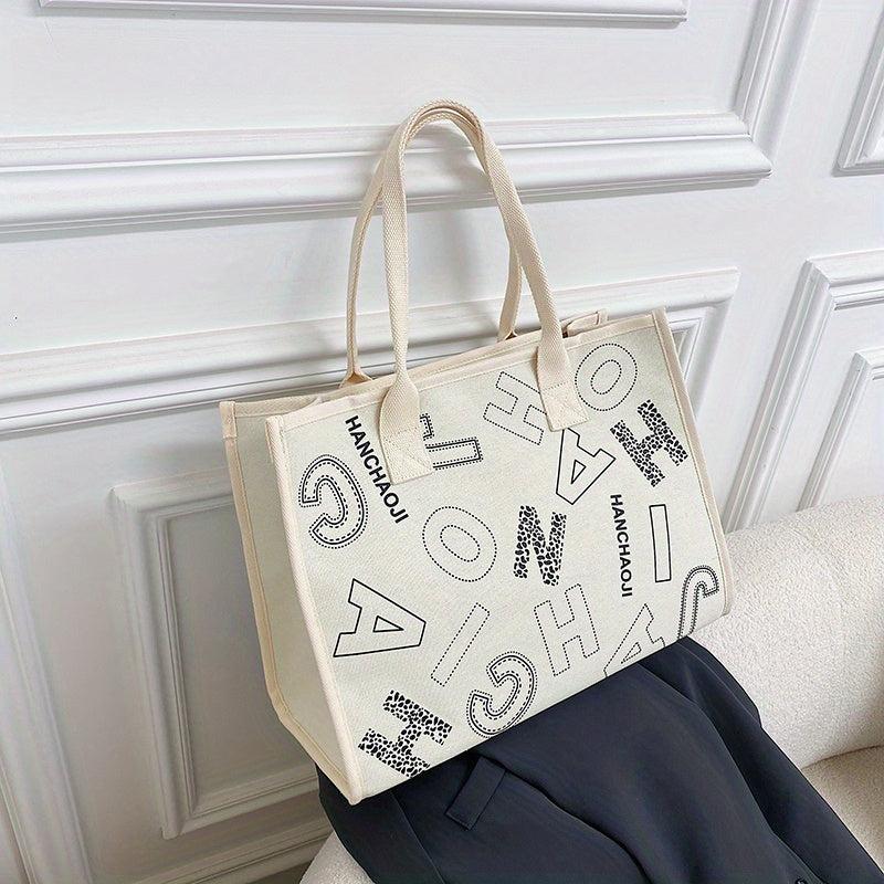 Canvas Tote Bag Large Capacity Lightweight Shoulder Shopping Bag