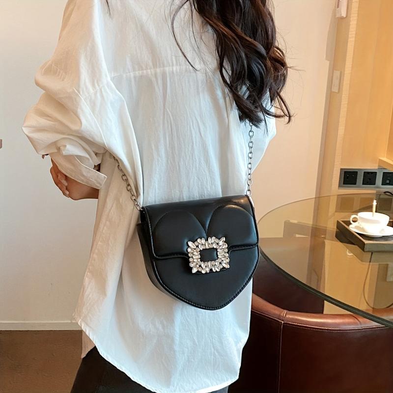 Heart Shaped Rhinestone Shoulder Bag for Girls & Women
