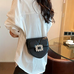 Heart Shaped Rhinestone Shoulder Bag for Girls & Women