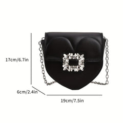Heart Shaped Rhinestone Shoulder Bag for Girls & Women