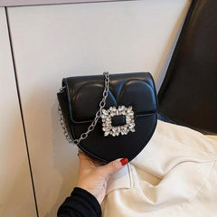 Heart Shaped Rhinestone Shoulder Bag for Girls & Women