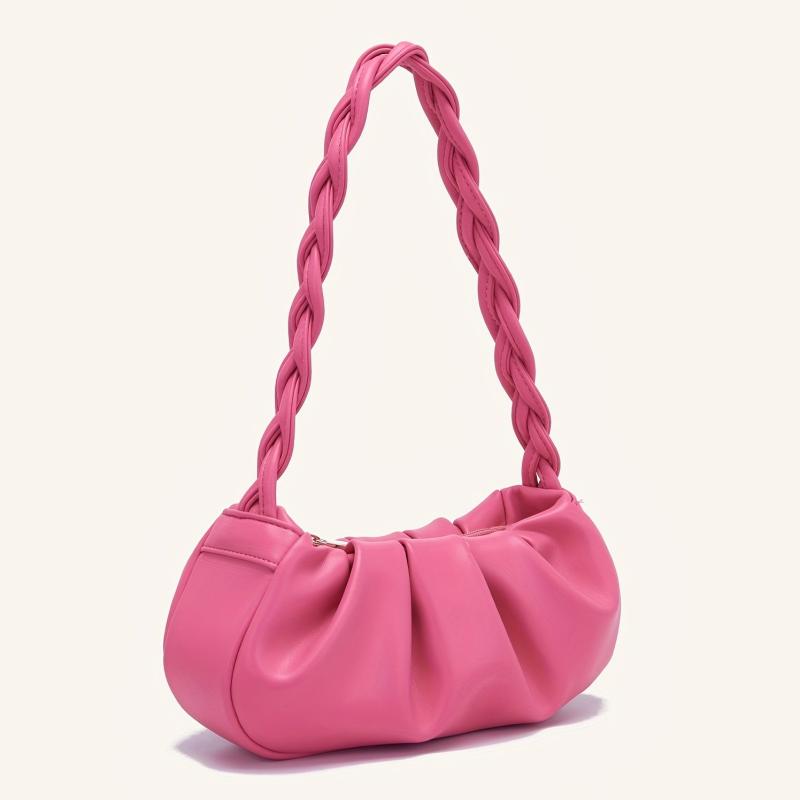Pink Cloud Pleated Underarm Bag Ruched Y2K Handbag