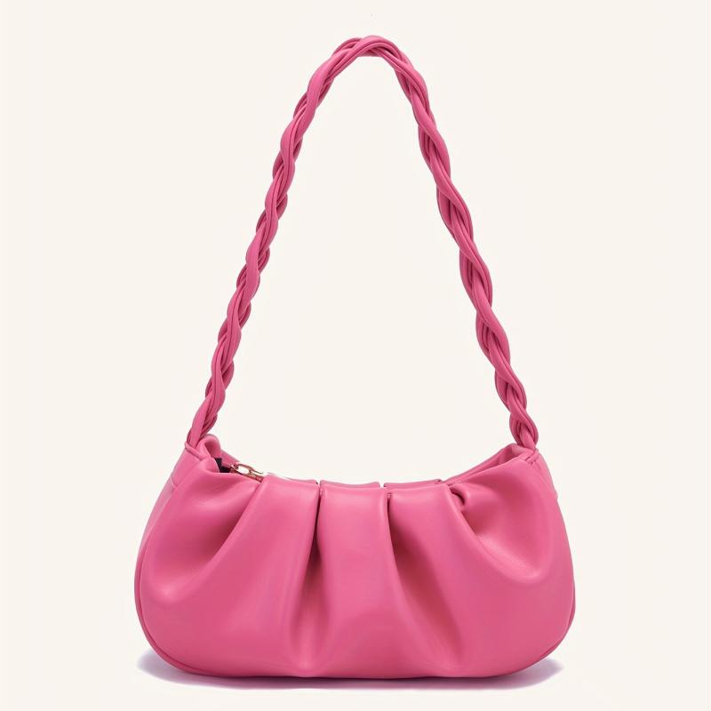 Pink Cloud Pleated Underarm Bag Ruched Y2K Handbag