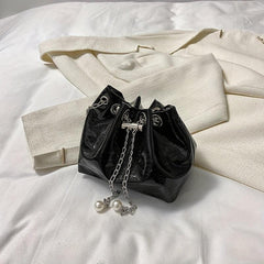 Mini Drawstring Bucket Bag PU Crossbody Bag Women's Casual Handbag & Purse