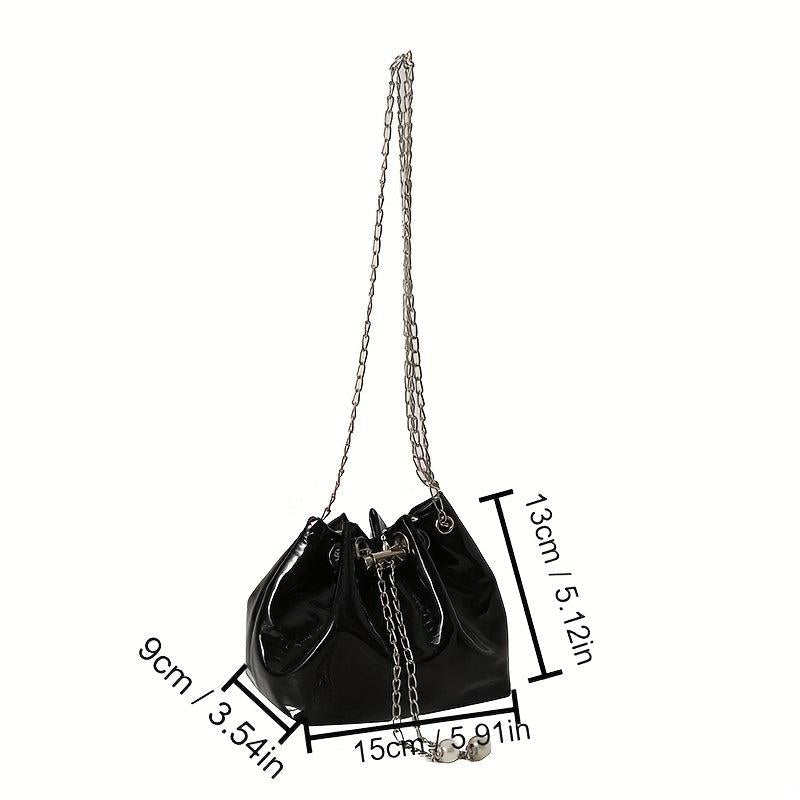 Mini Drawstring Bucket Bag PU Crossbody Bag Women's Casual Handbag & Purse