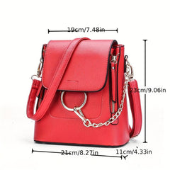 Flap Backpack Purse Ring Chain Convertible Strap Crossbody Bag