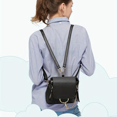 Flap Backpack Purse Ring Chain Convertible Strap Crossbody Bag