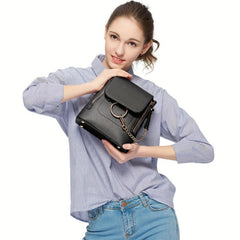 Flap Backpack Purse Ring Chain Convertible Strap Crossbody Bag
