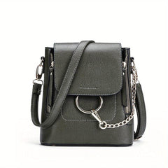 Flap Backpack Purse Ring Chain Convertible Strap Crossbody Bag