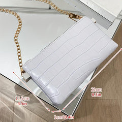 Crocodile Print Zipper Shoulder Bag Metal Chain Crossbody Bag