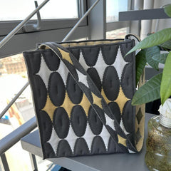 Colorblock Crochet Handbag Knitted Shoulder Bag Argyle Graphic Tote Bag