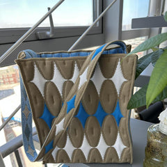 Colorblock Crochet Handbag Knitted Shoulder Bag Argyle Graphic Tote Bag