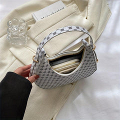 Retro Houndstooth Shoulder Bag PU Leather Underarm Purse