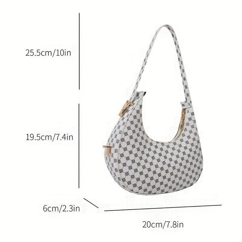 Retro Houndstooth Shoulder Bag PU Leather Underarm Purse