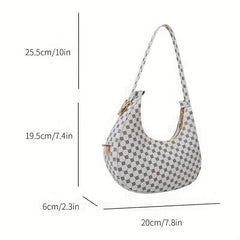 Retro Houndstooth Shoulder Bag PU Leather Underarm Purse