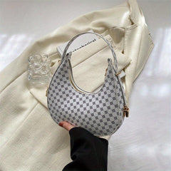 Retro Houndstooth Shoulder Bag PU Leather Underarm Purse