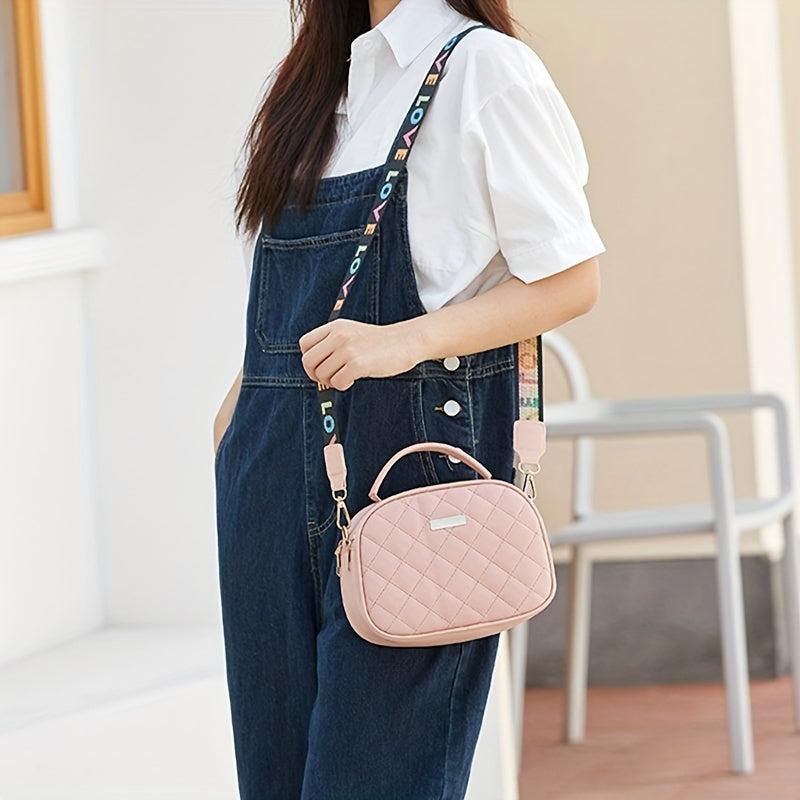 Quilted Love Letter Wide Strap Crossbody Bag