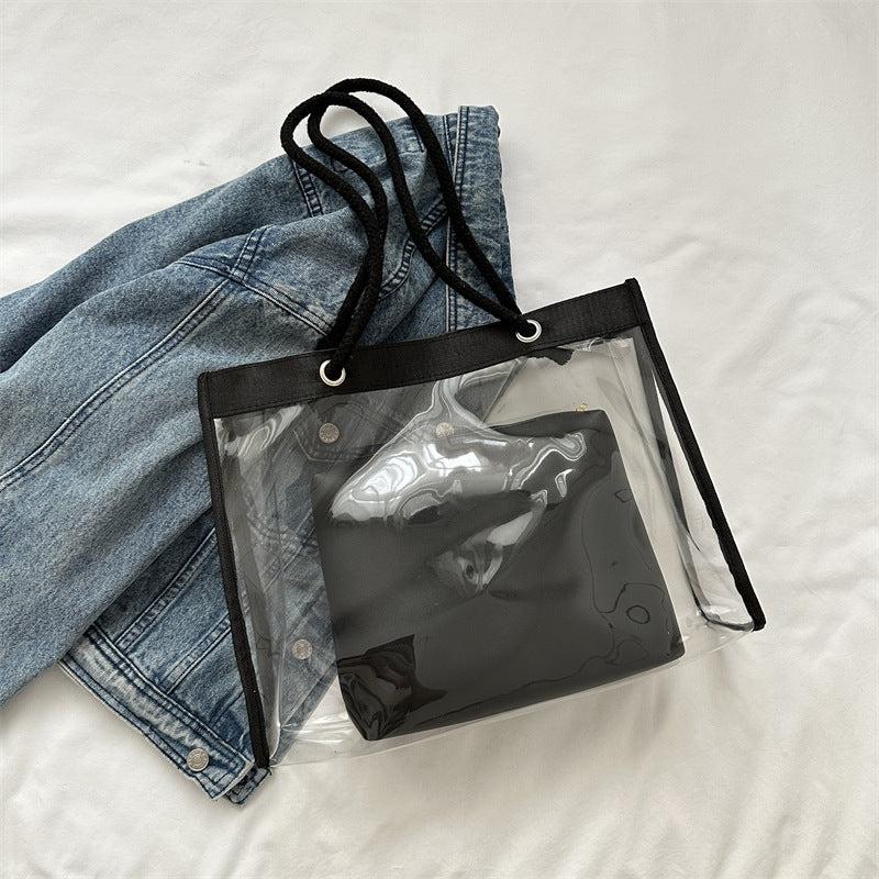 Clear PVC Tote Bag Waterproof Shoulder Handbag Large Capacity