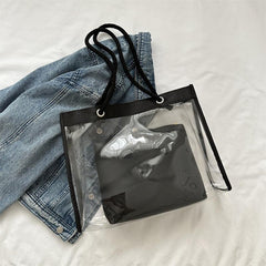 Clear PVC Tote Bag Waterproof Shoulder Handbag Large Capacity