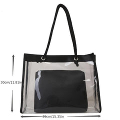 Clear PVC Tote Bag Waterproof Shoulder Handbag Large Capacity