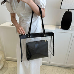 Clear PVC Tote Bag Waterproof Shoulder Handbag Large Capacity