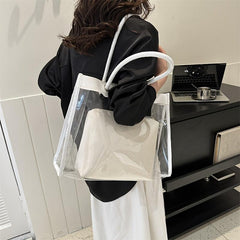 Clear PVC Tote Bag Waterproof Shoulder Handbag Large Capacity