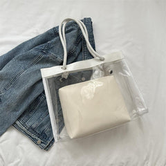 Clear PVC Tote Bag Waterproof Shoulder Handbag Large Capacity