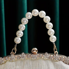 Rhinestone Pearl Evening Bag Clutch Purse for Wedding Party