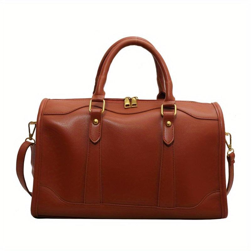 Vintage Boston Bag For Women Classic Style Crossbody Bag PU Leather