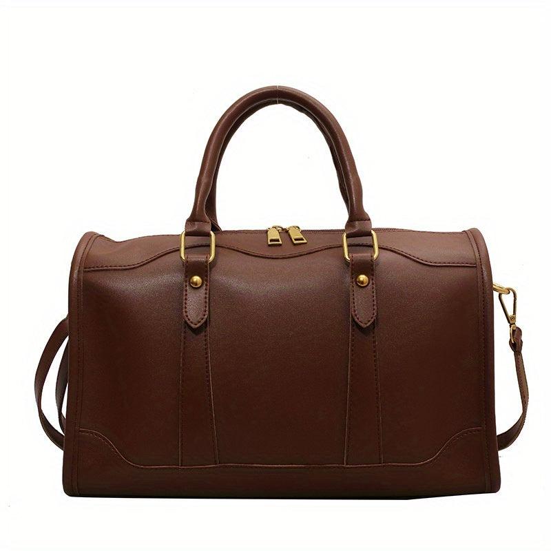 Vintage Boston Bag For Women Classic Style Crossbody Bag PU Leather