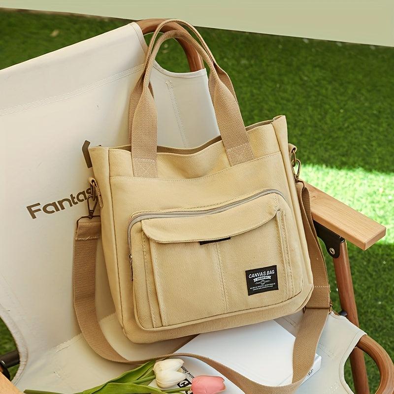 Vintage Canvas Crossbody Bag Large Tote Grunge Handbag