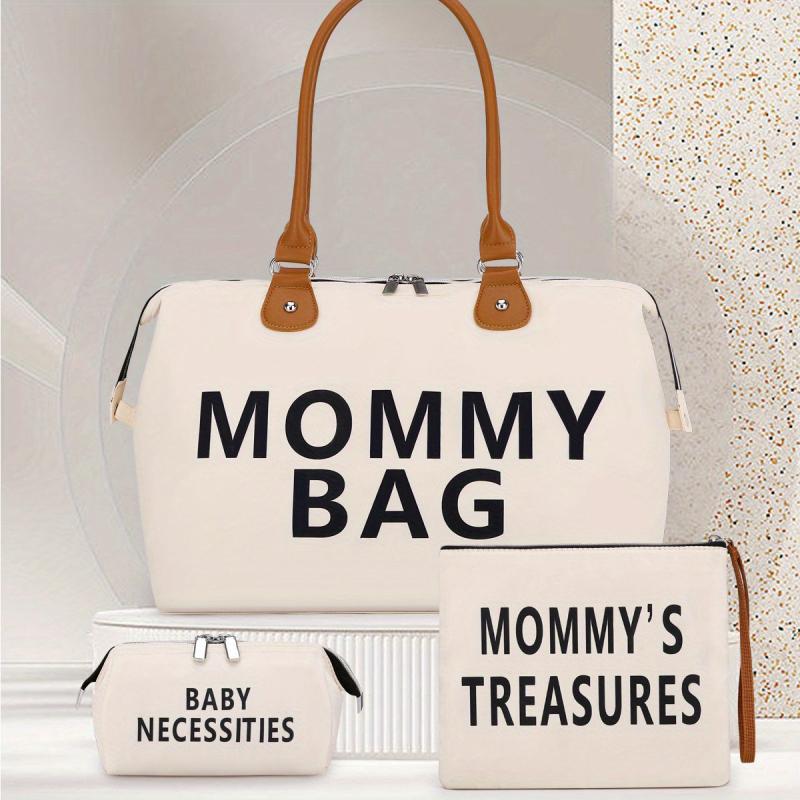 3Pcs Mommy Bag Set Tote Bag With Clutch Purse & Storage Bag