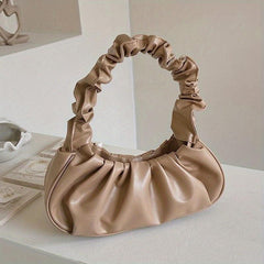 Cloud Pleated Shoulder Bag Candy PU Leather Underarm Bag