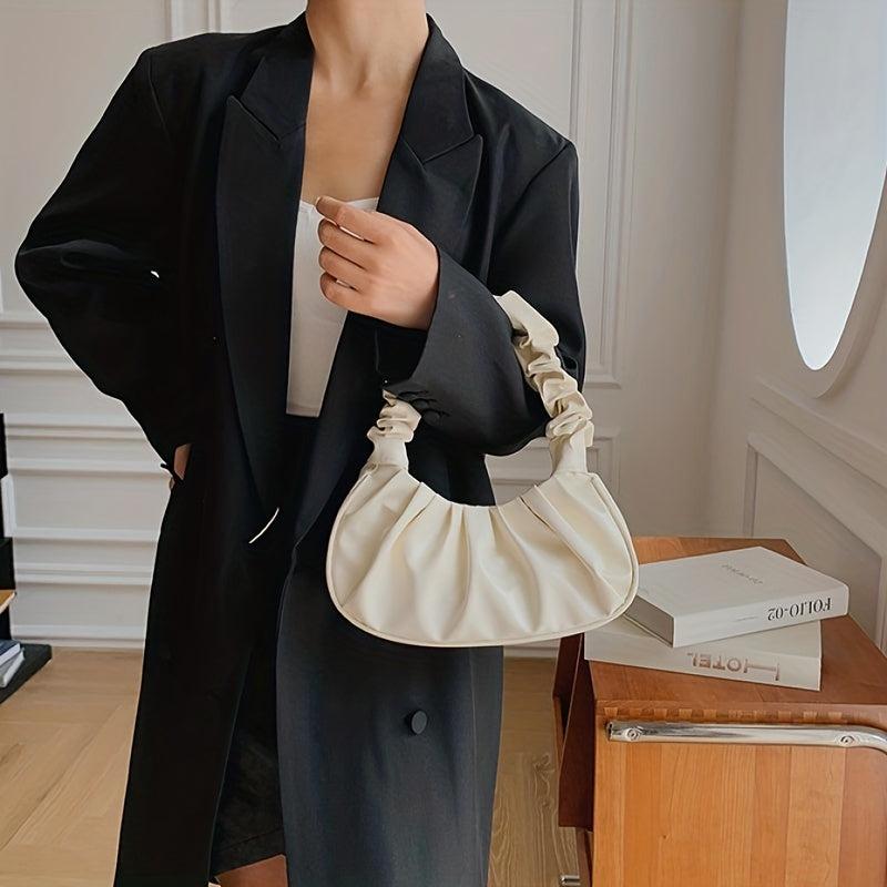 Cloud Pleated Shoulder Bag Candy PU Leather Underarm Bag