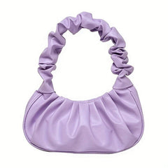 Cloud Pleated Shoulder Bag Candy PU Leather Underarm Bag