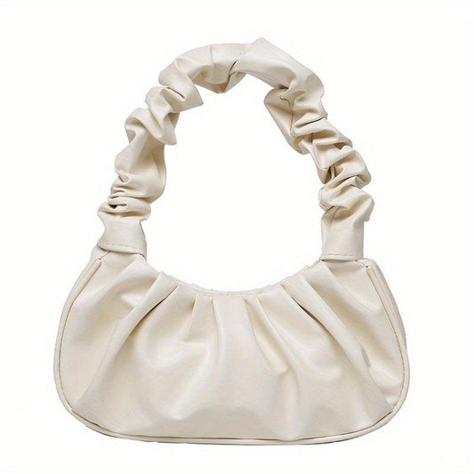 Cloud Pleated Shoulder Bag Candy PU Leather Underarm Bag