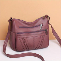 Braided Crossbody Bag Women's Pockets Purse Faux Leather Shoulder Bag
