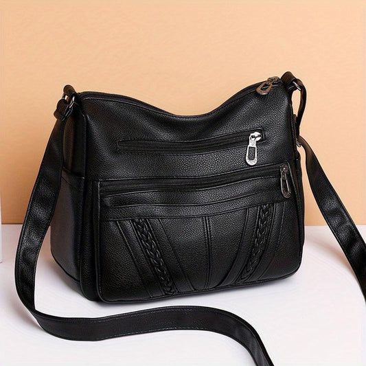 Braided Crossbody Bag Women's Pockets Purse Faux Leather Shoulder Bag