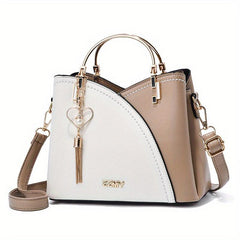 Colorblock Bucket Bag Classic Satchel Bag Tassel Shoulder Bag