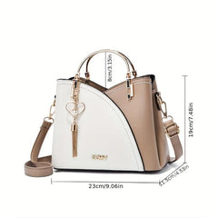 Colorblock Bucket Bag Classic Satchel Bag Tassel Shoulder Bag